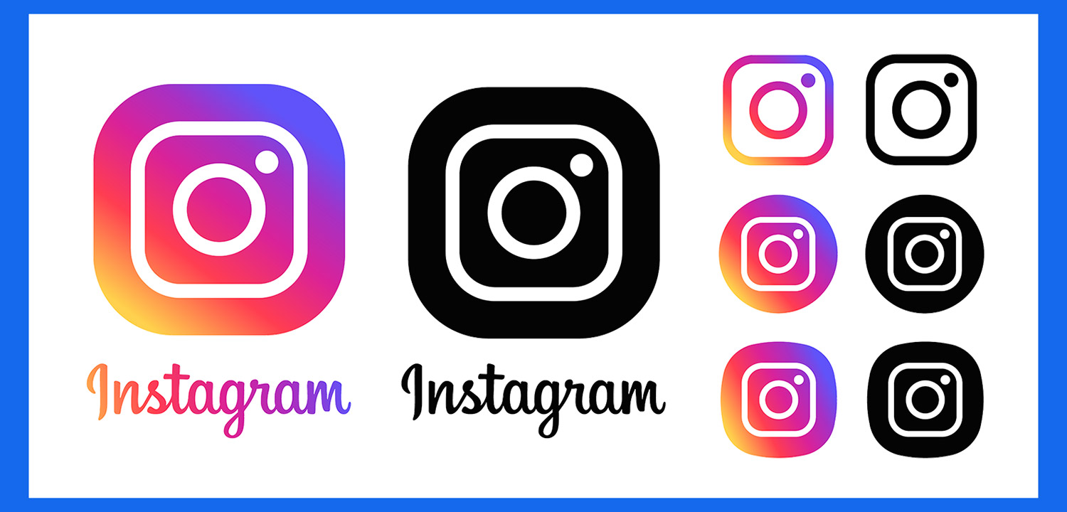 آیکون های شبکه اجتماعی instagram با رنگ و فرمت های مختلف