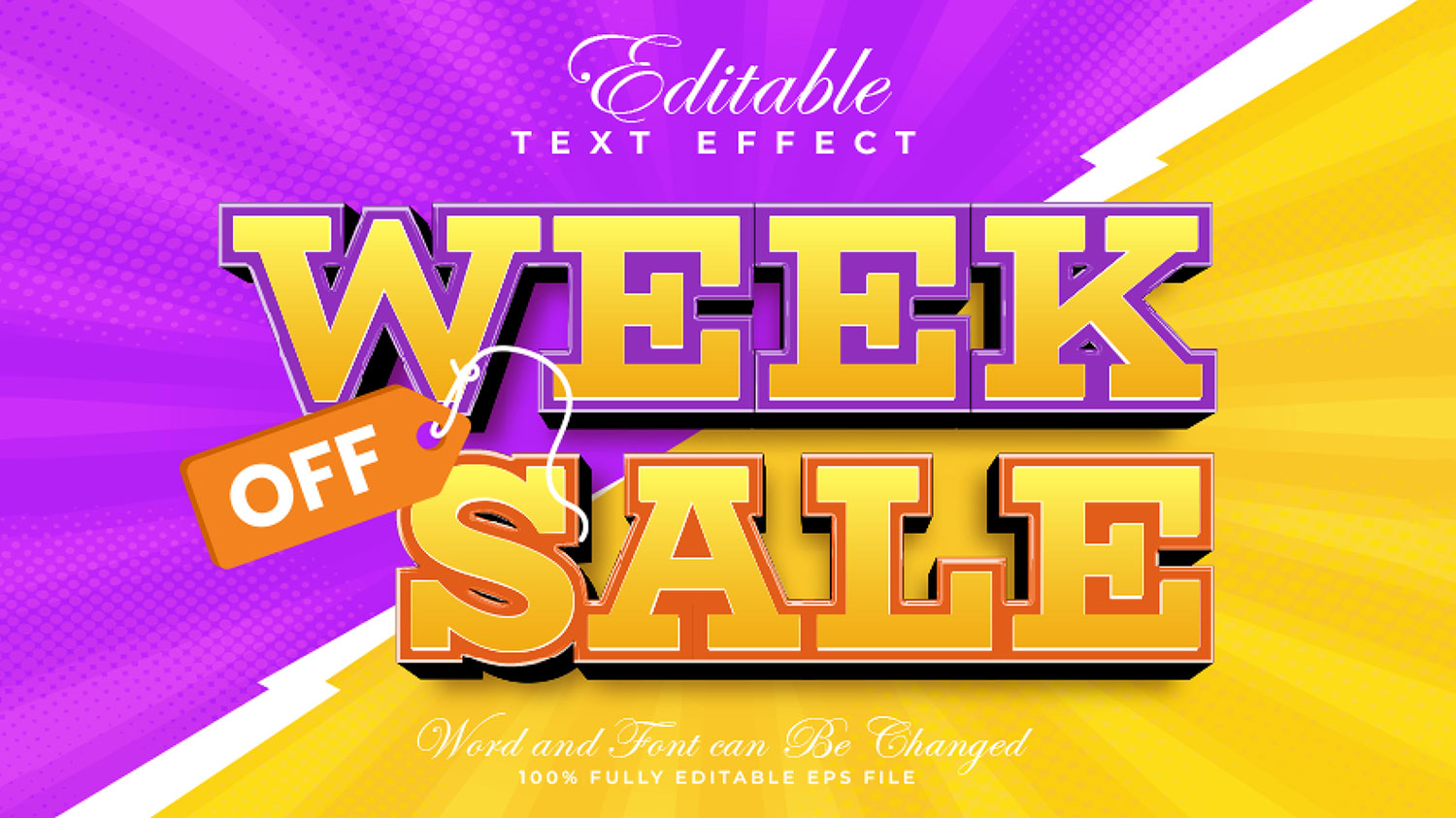تایپوگرافی WEEK SALE با فونت بولد و افکت سه‌بعدی