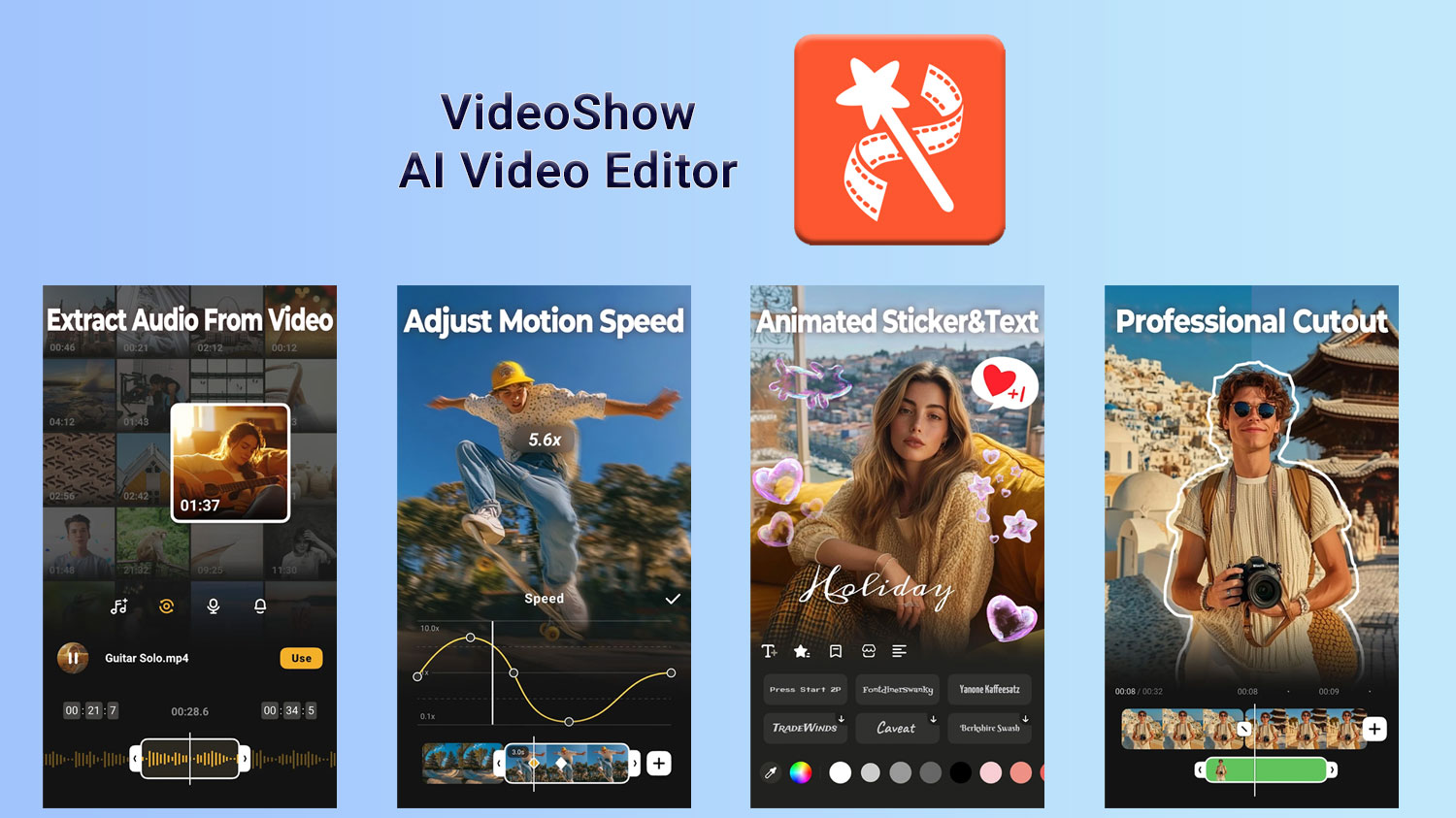 نمایش لوگو و امکانات برنامه videoshow 